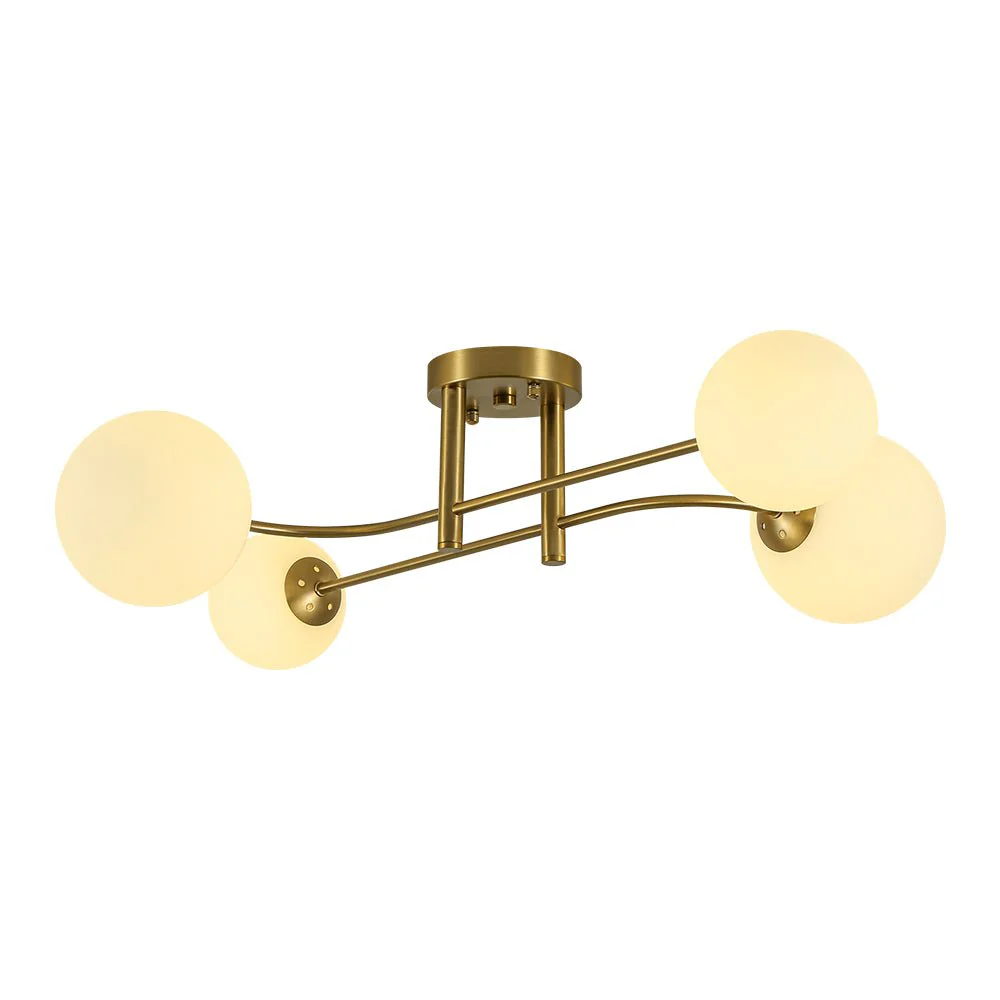 4-Light Minimalist Linear Sputnik Opal Glass Globe Semi Flush - Image 7
