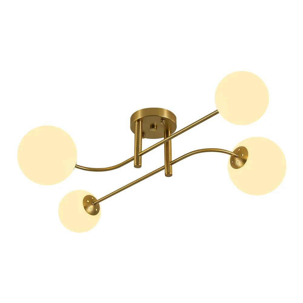 4-Light Minimalist Linear Sputnik Opal Glass Globe Semi Flush - Image 8