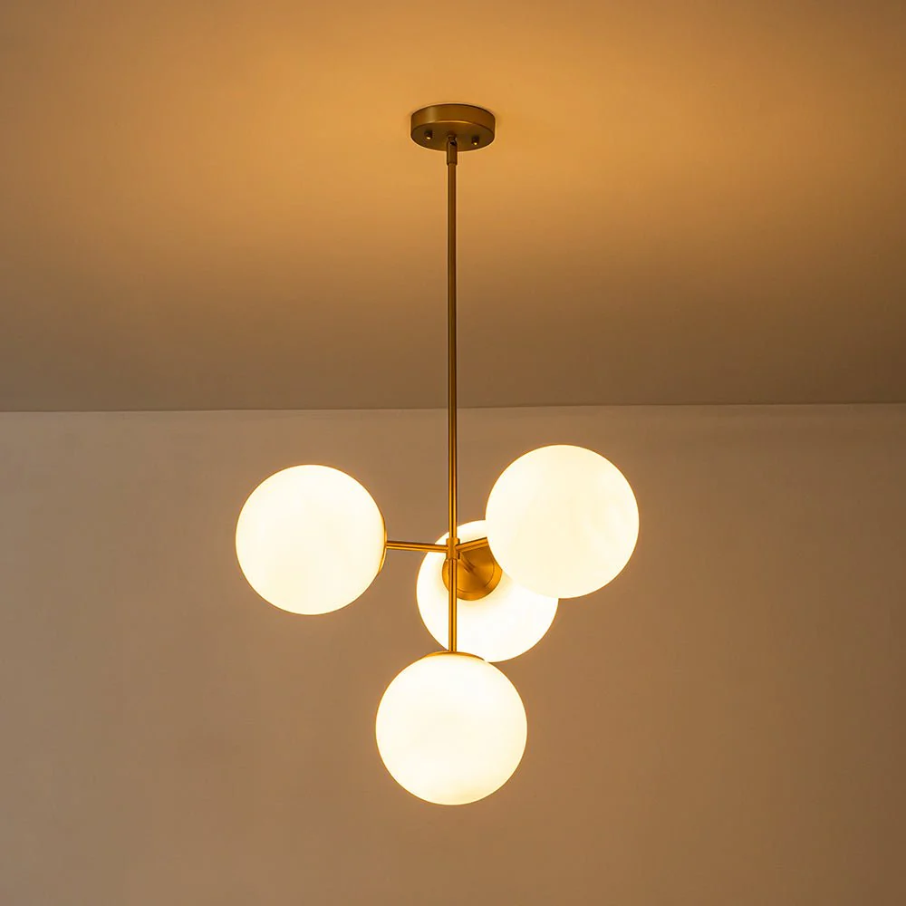 4-Light Opal Glass Globe Sputnik Semi Flush Chandelier - Image 10