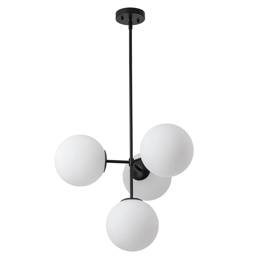 4-Light Opal Glass Globe Sputnik Semi Flush Chandelier - Image 16