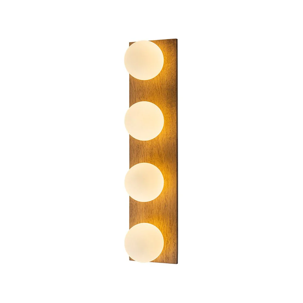 4-Light Opal Glass Linear Wooden Semi Flush Mount / Wall Light - Image 11