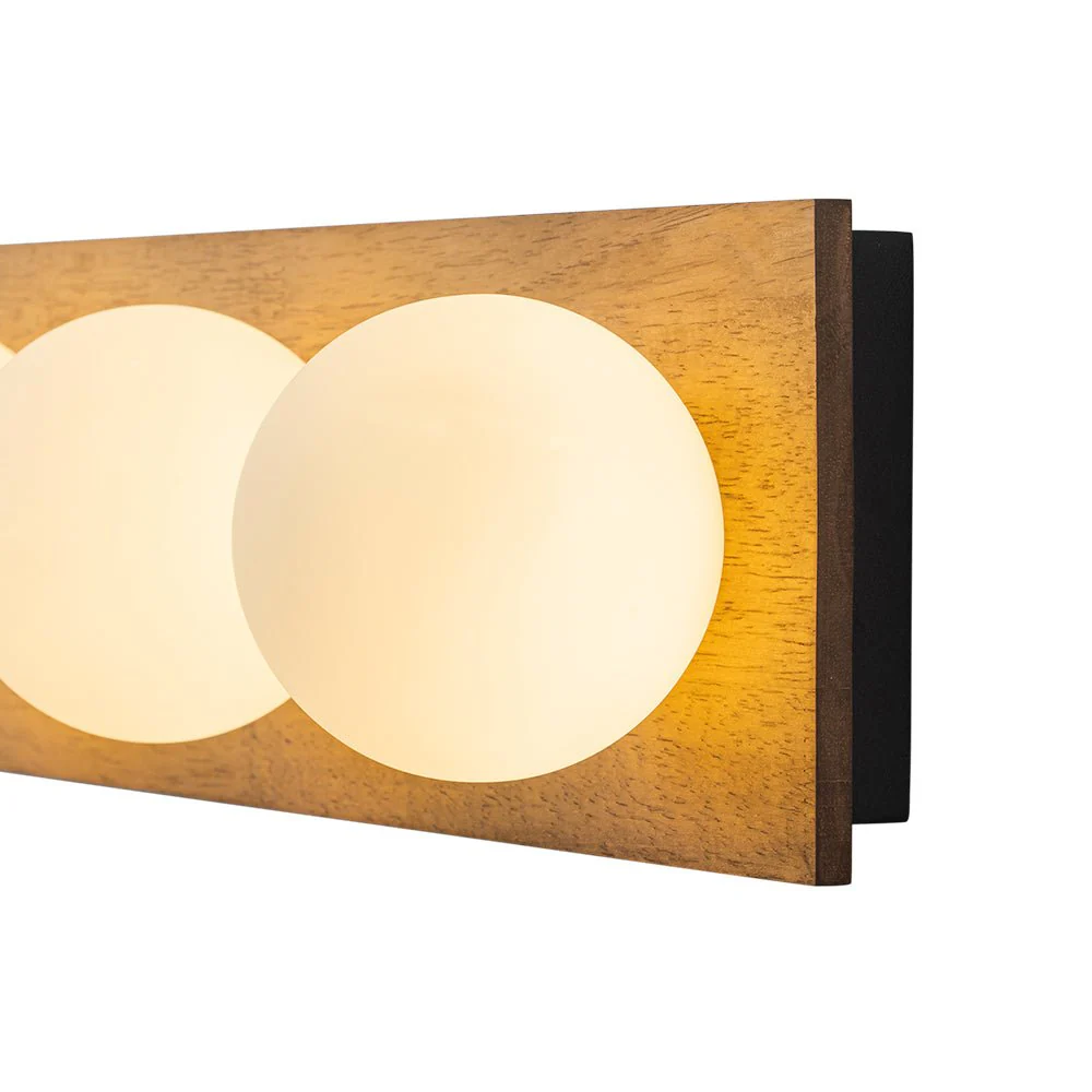 4-Light Opal Glass Linear Wooden Semi Flush Mount / Wall Light - Image 13