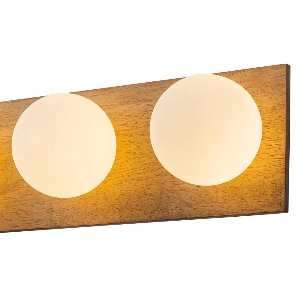 4-Light Opal Glass Linear Wooden Semi Flush Mount / Wall Light - Image 15