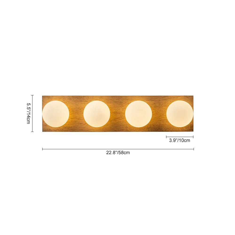 4-Light Opal Glass Linear Wooden Semi Flush Mount / Wall Light - Image 17