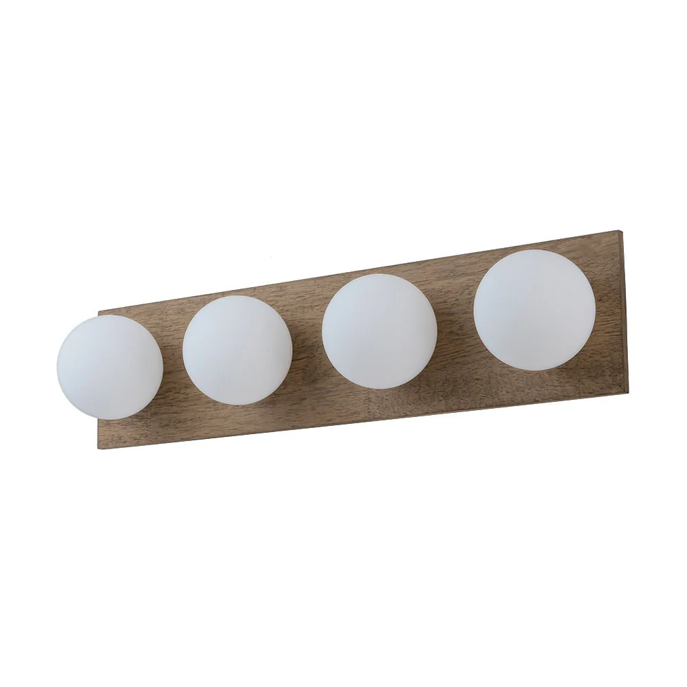 4-Light Opal Glass Linear Wooden Semi Flush Mount / Wall Light - Image 6