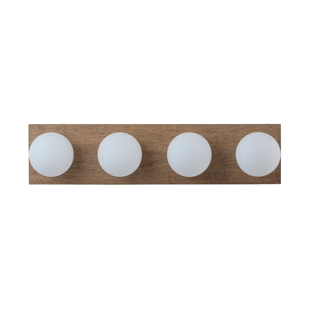 4-Light Opal Glass Linear Wooden Semi Flush Mount / Wall Light - Image 8