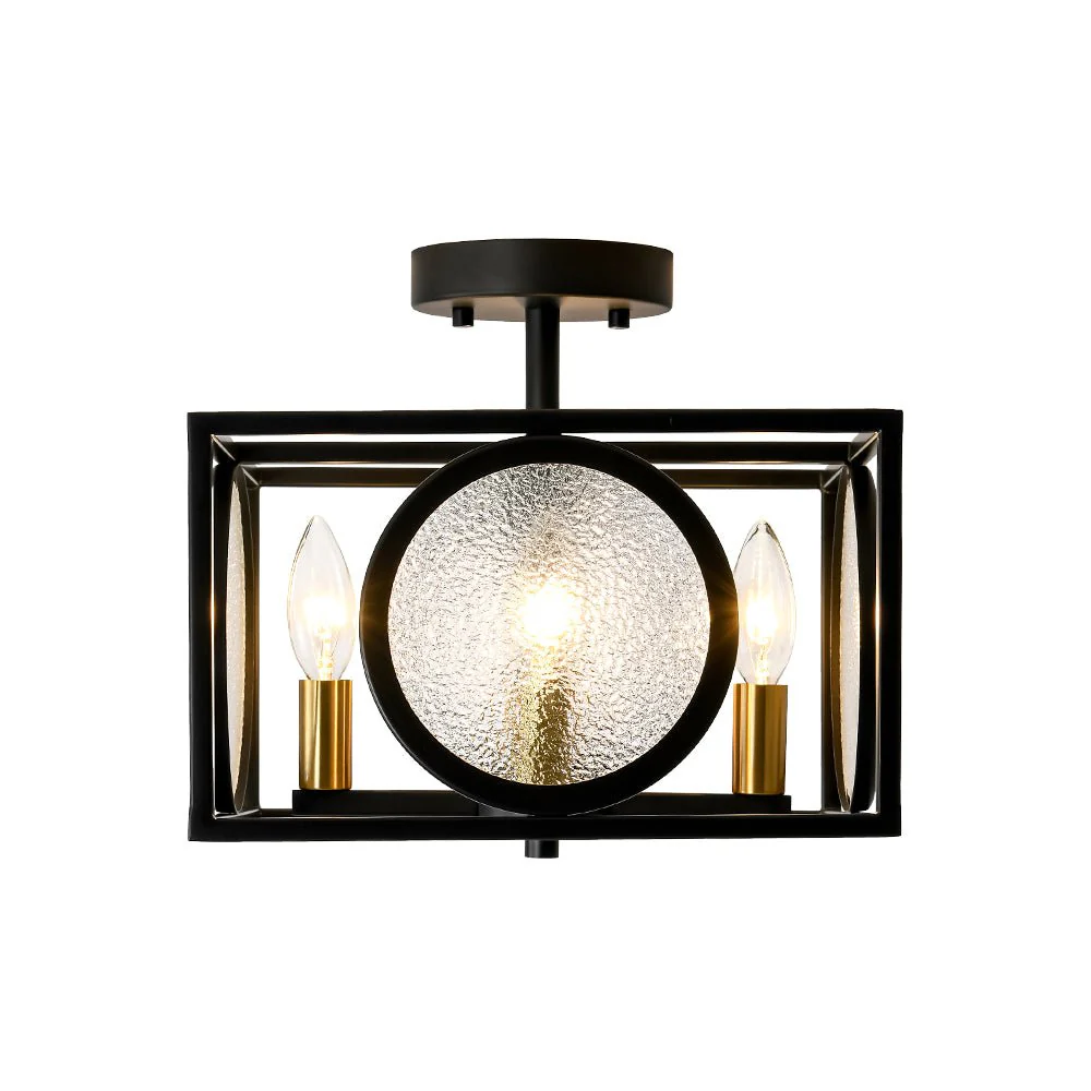4-light Textured Glass Square Lantern Semi Flush Mount - Image 10
