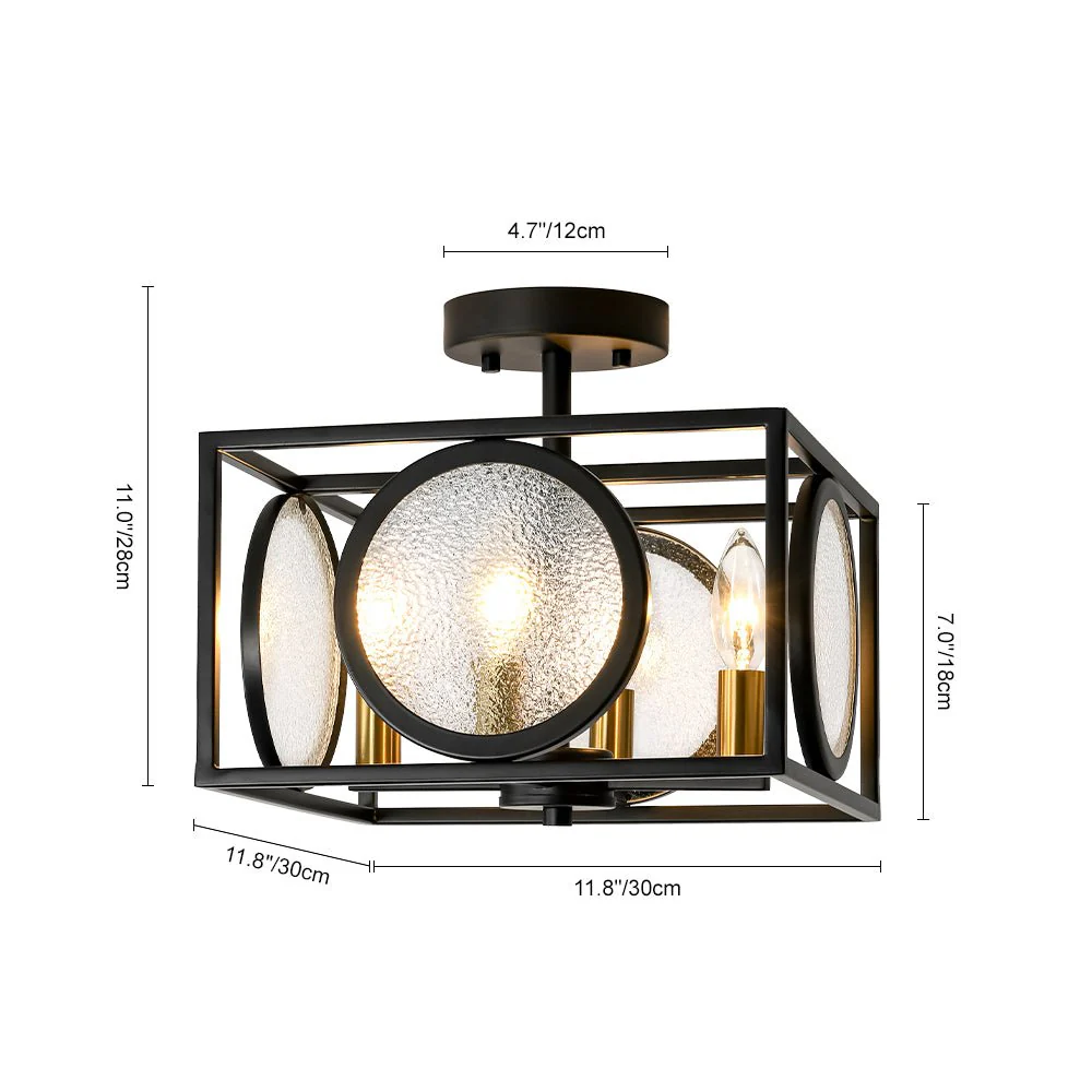 4-light Textured Glass Square Lantern Semi Flush Mount - Image 14