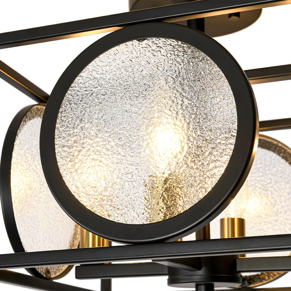 4-light Textured Glass Square Lantern Semi Flush Mount - Image 16