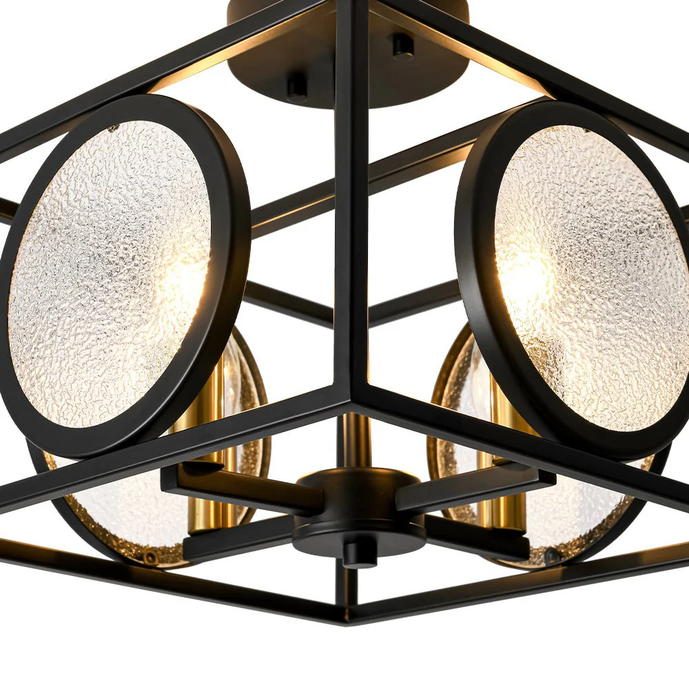 4-light Textured Glass Square Lantern Semi Flush Mount - Image 18
