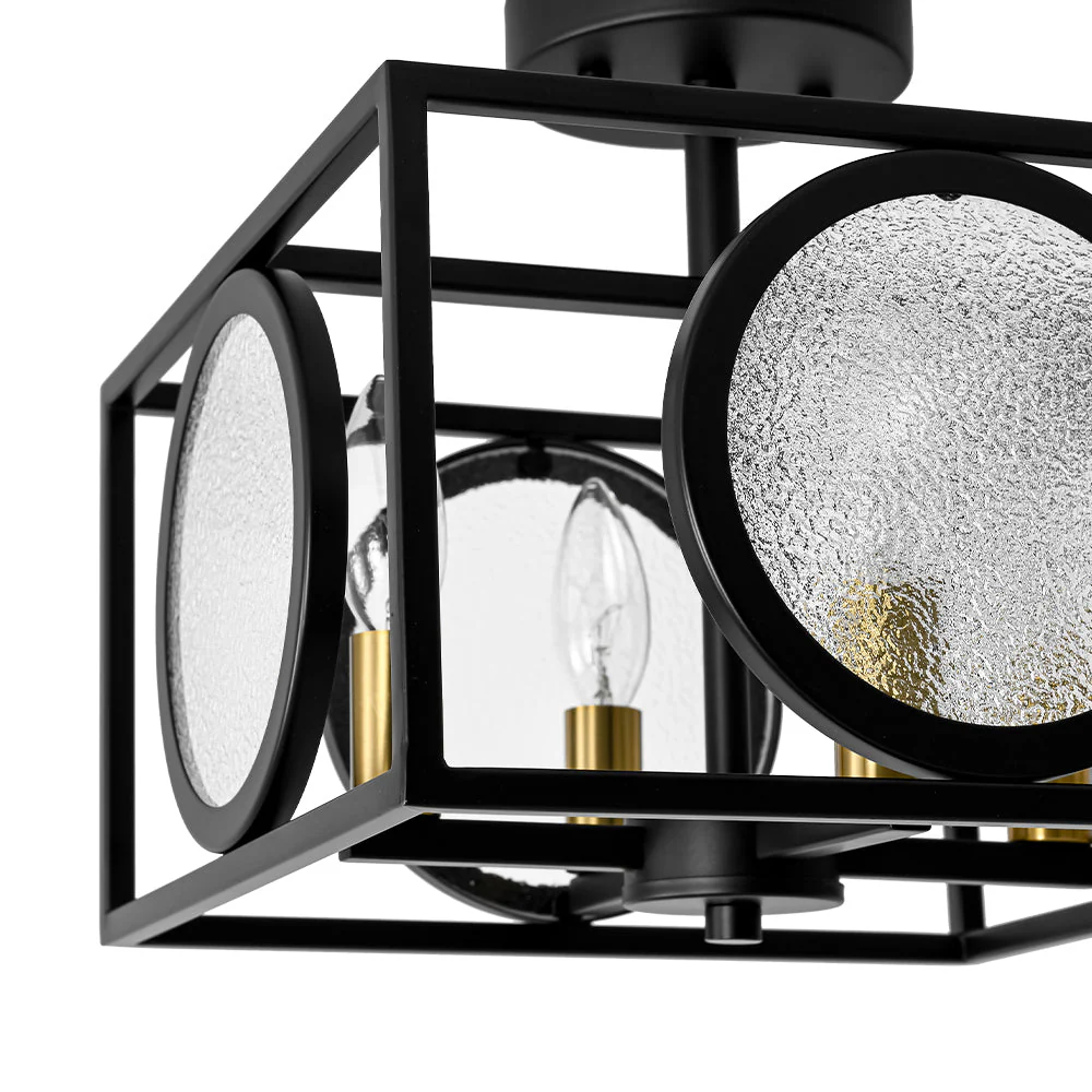 4-light Textured Glass Square Lantern Semi Flush Mount - Image 20