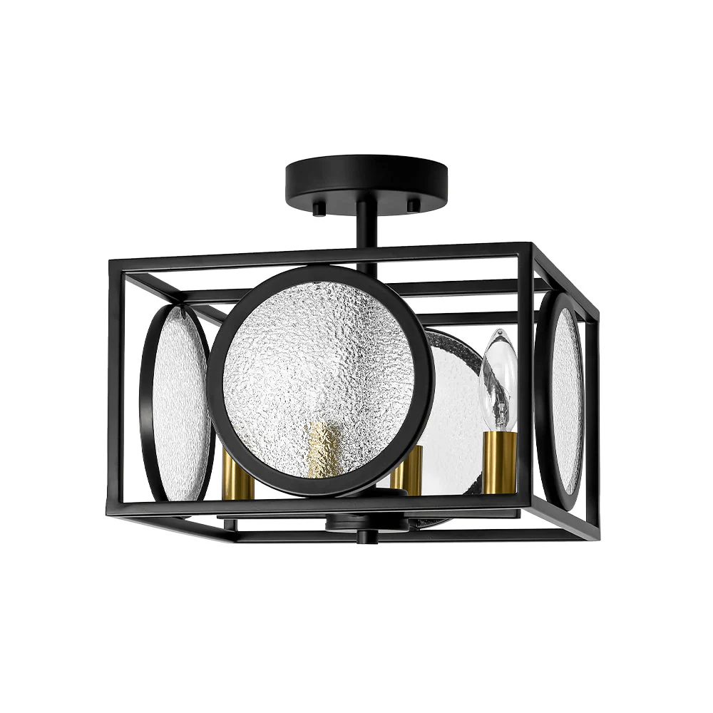 4-light Textured Glass Square Lantern Semi Flush Mount - Image 4