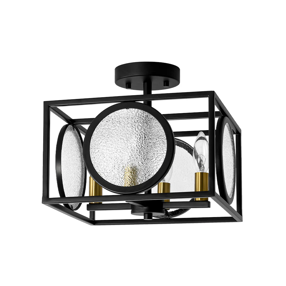 4-light Textured Glass Square Lantern Semi Flush Mount - Image 6