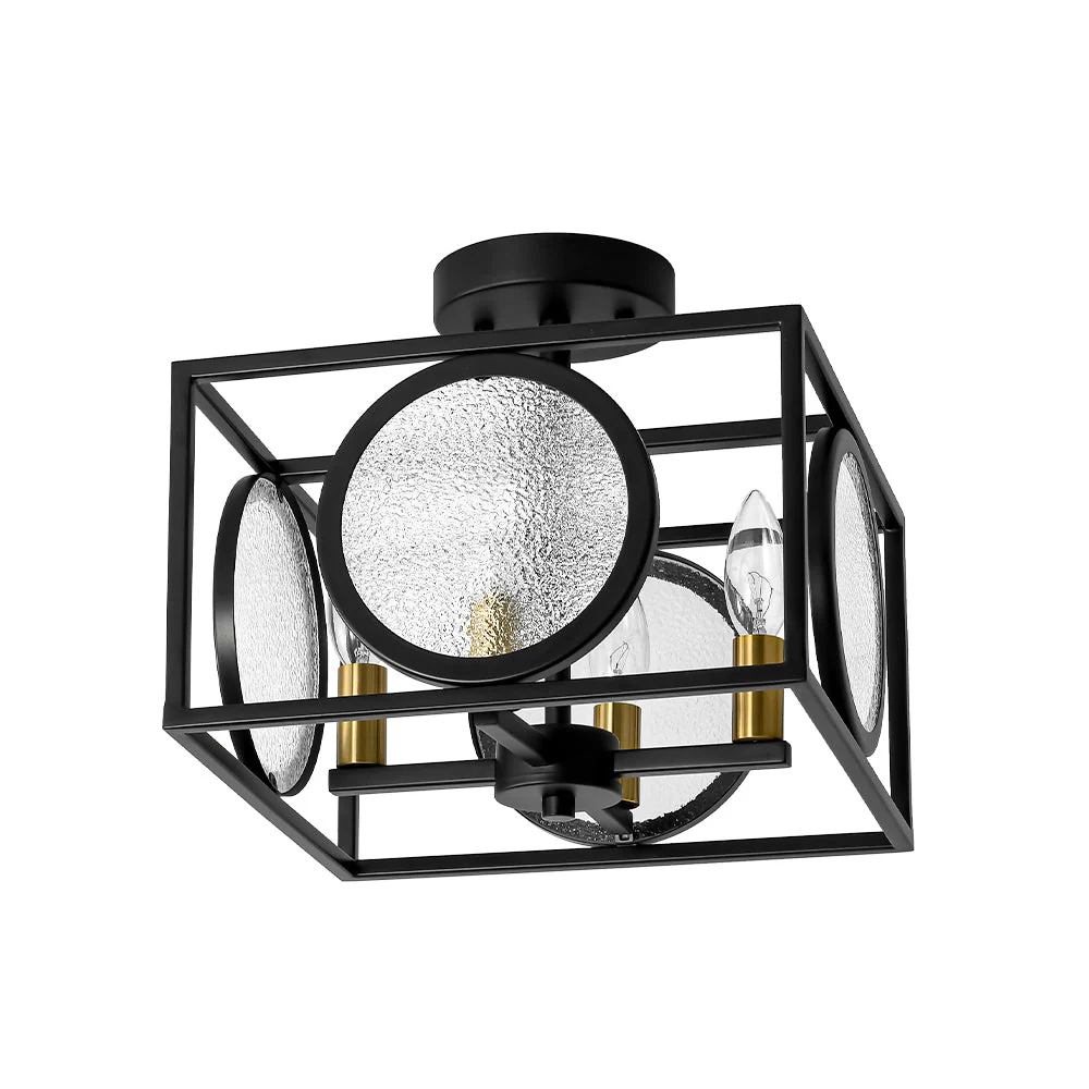 4-light Textured Glass Square Lantern Semi Flush Mount - Image 7