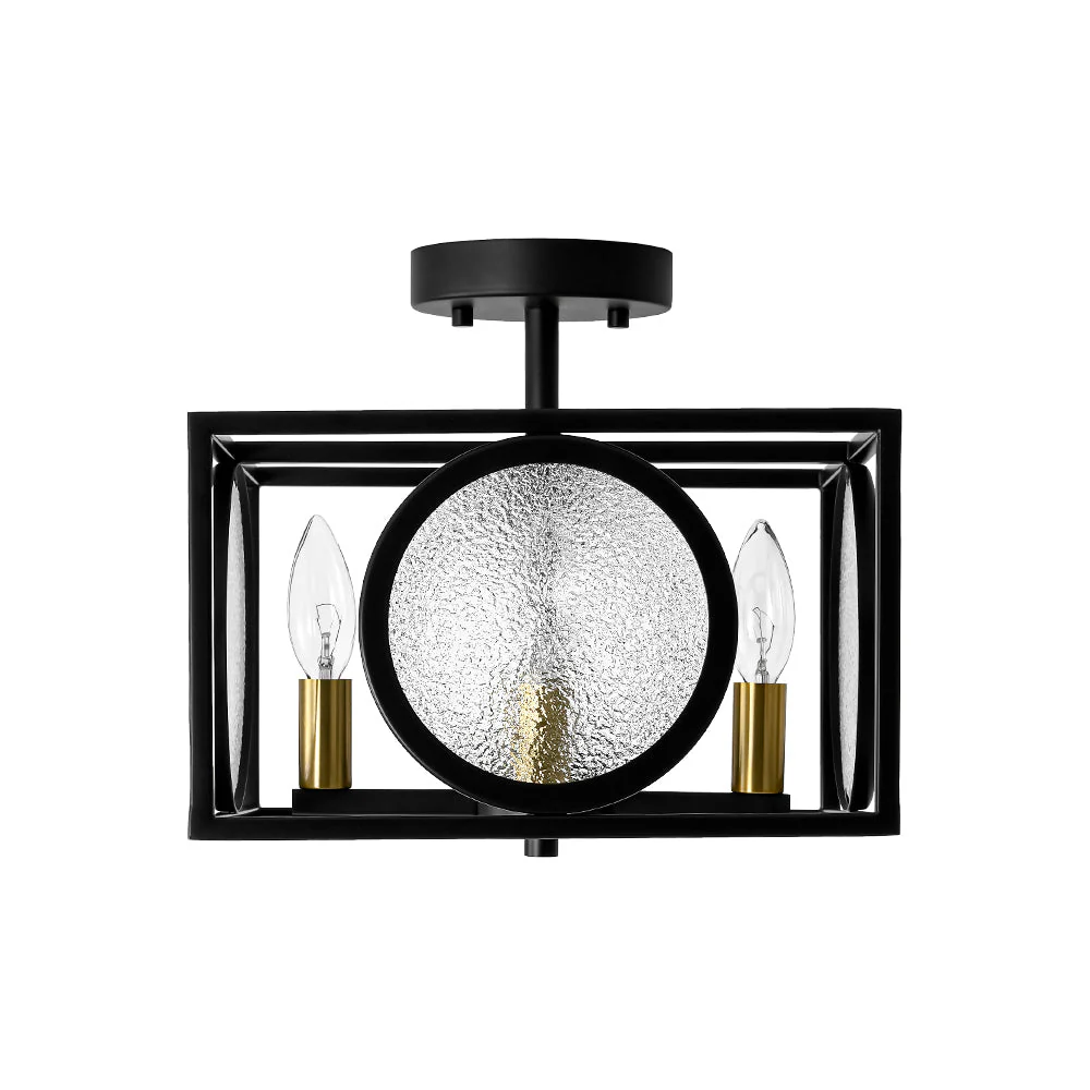 4-light Textured Glass Square Lantern Semi Flush Mount - Image 9