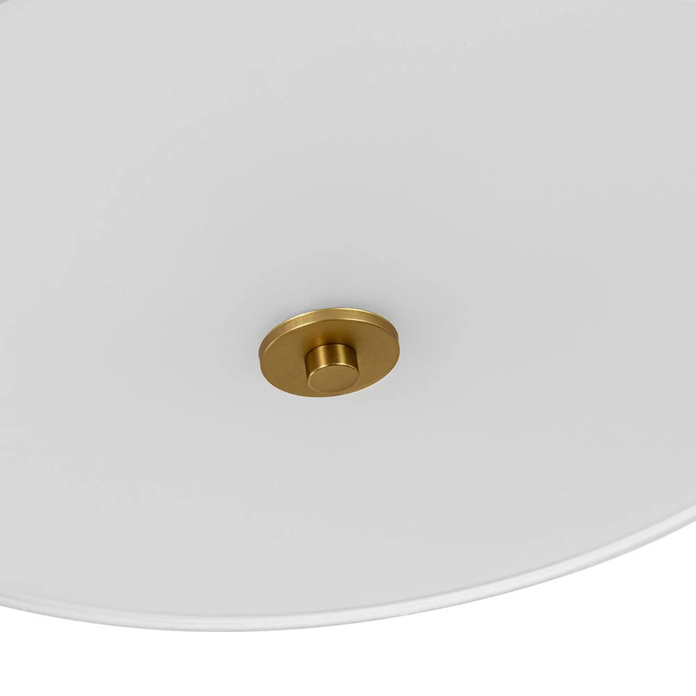 4-Light White Linen Round Drum Brass Semi Flush Mount - Image 21