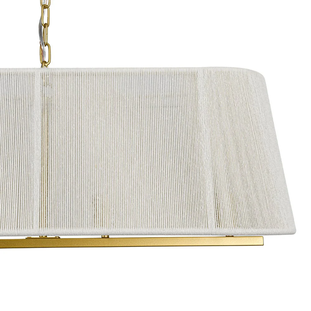 5-Light Beige Woven Thread Linear Cage Island Chandelier - Image 11