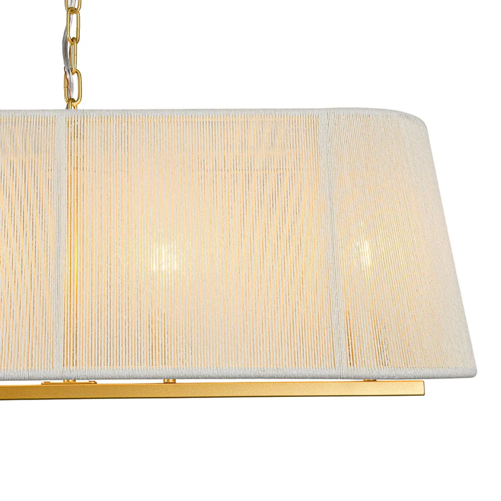 5-Light Beige Woven Thread Linear Cage Island Chandelier - Image 12