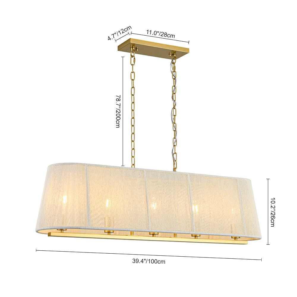 5-Light Beige Woven Thread Linear Cage Island Chandelier - Image 4