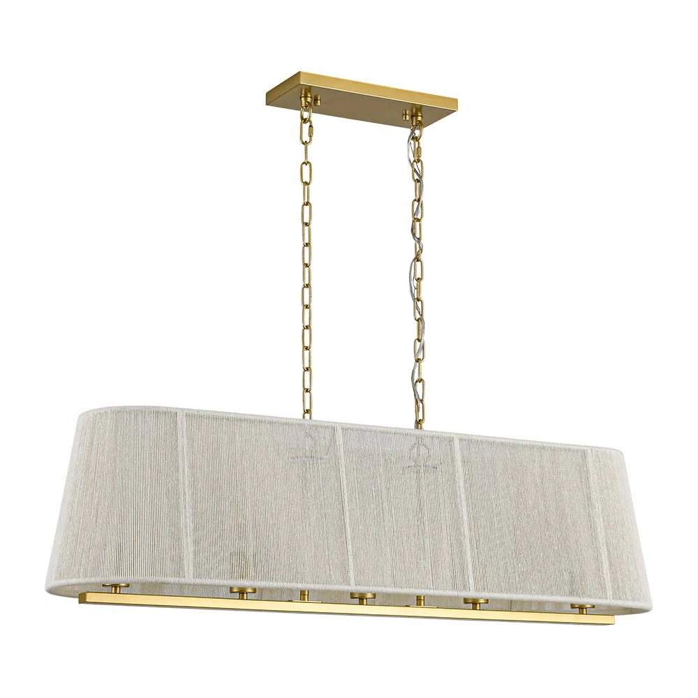 5-Light Beige Woven Thread Linear Cage Island Chandelier - Image 5