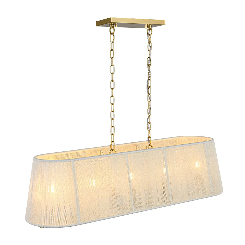 5-Light Beige Woven Thread Linear Cage Island Chandelier - Image 6