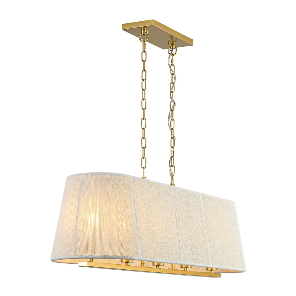 5-Light Beige Woven Thread Linear Cage Island Chandelier - Image 7