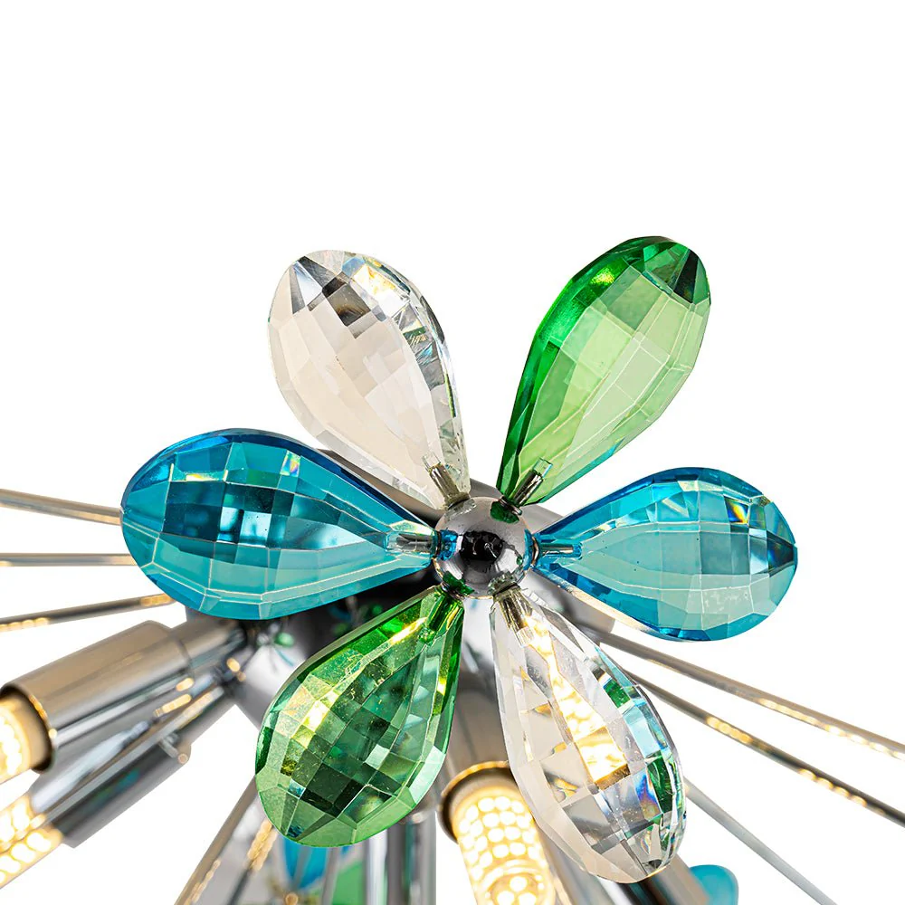 5-Light Bloom Green Blue Crystal Dandelion Semi Flush Mount - Image 13