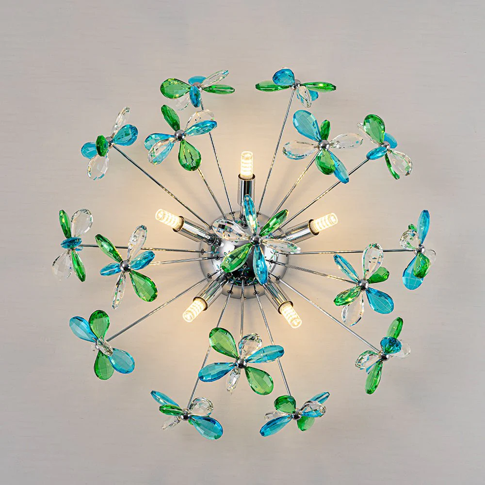 5-Light Bloom Green Blue Crystal Dandelion Semi Flush Mount - Image 14