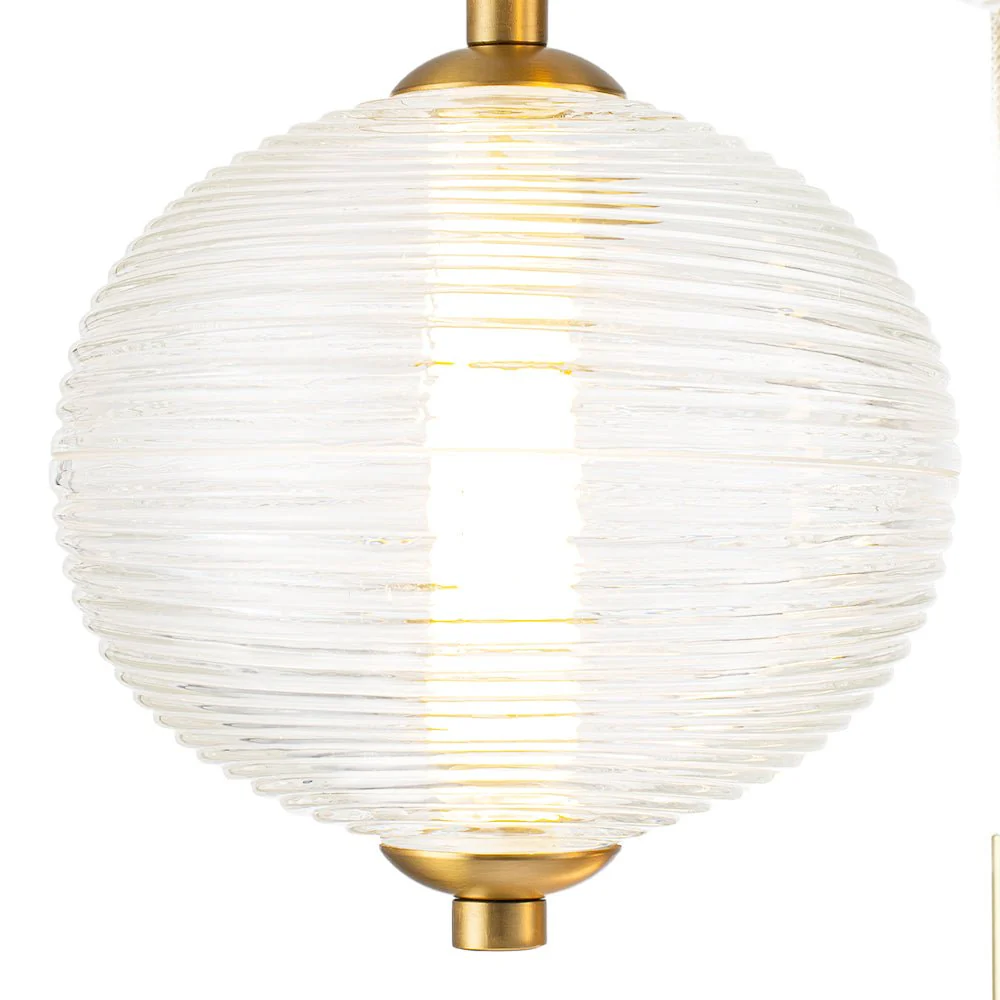 5-Light Cluster Ribbed Glass LED Round Entryway Chandelier - Image 12