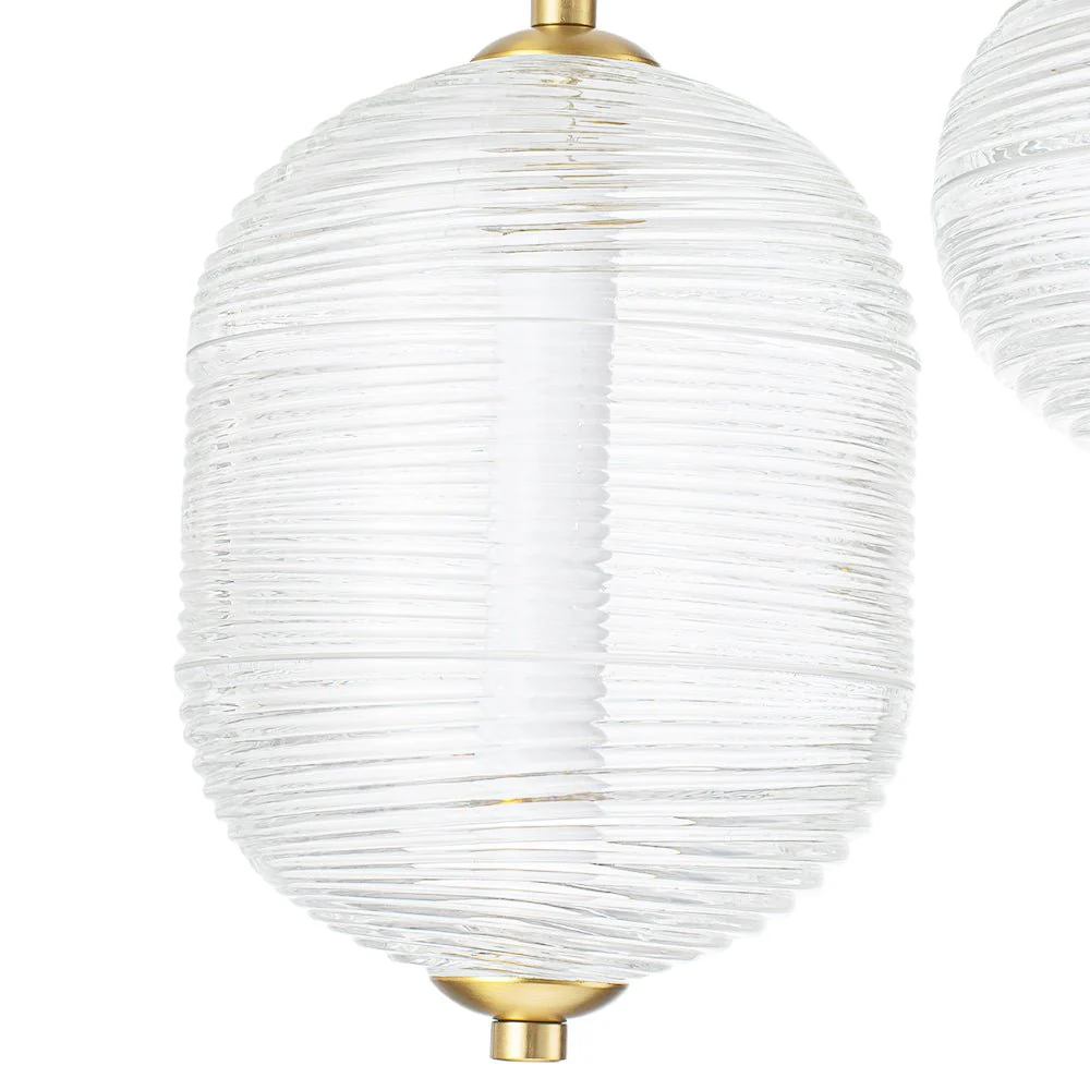 5-Light Cluster Ribbed Glass LED Round Entryway Chandelier - Image 13
