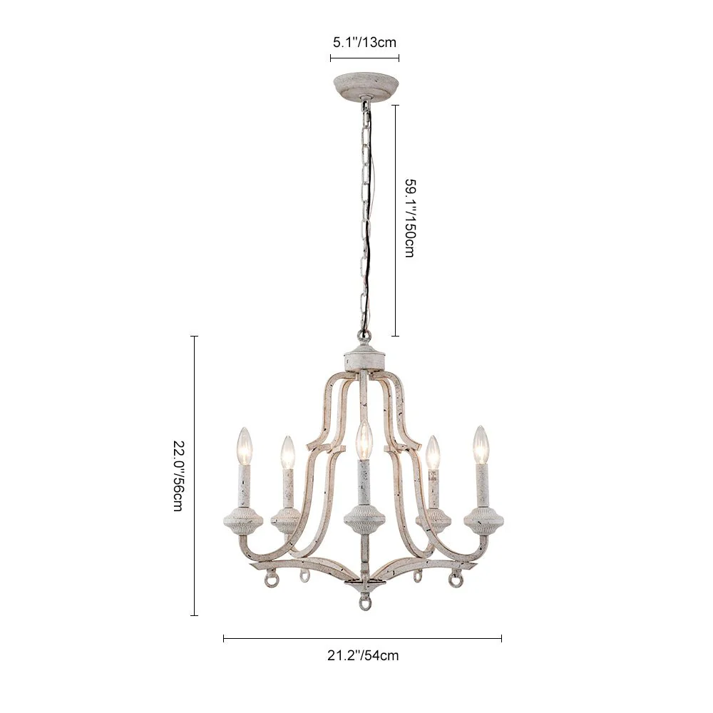 5-Light Distressed White Shabby Chic Candle Style Chandelier - Image 14