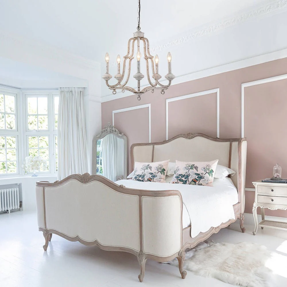 5-Light Distressed White Shabby Chic Candle Style Chandelier - Image 4
