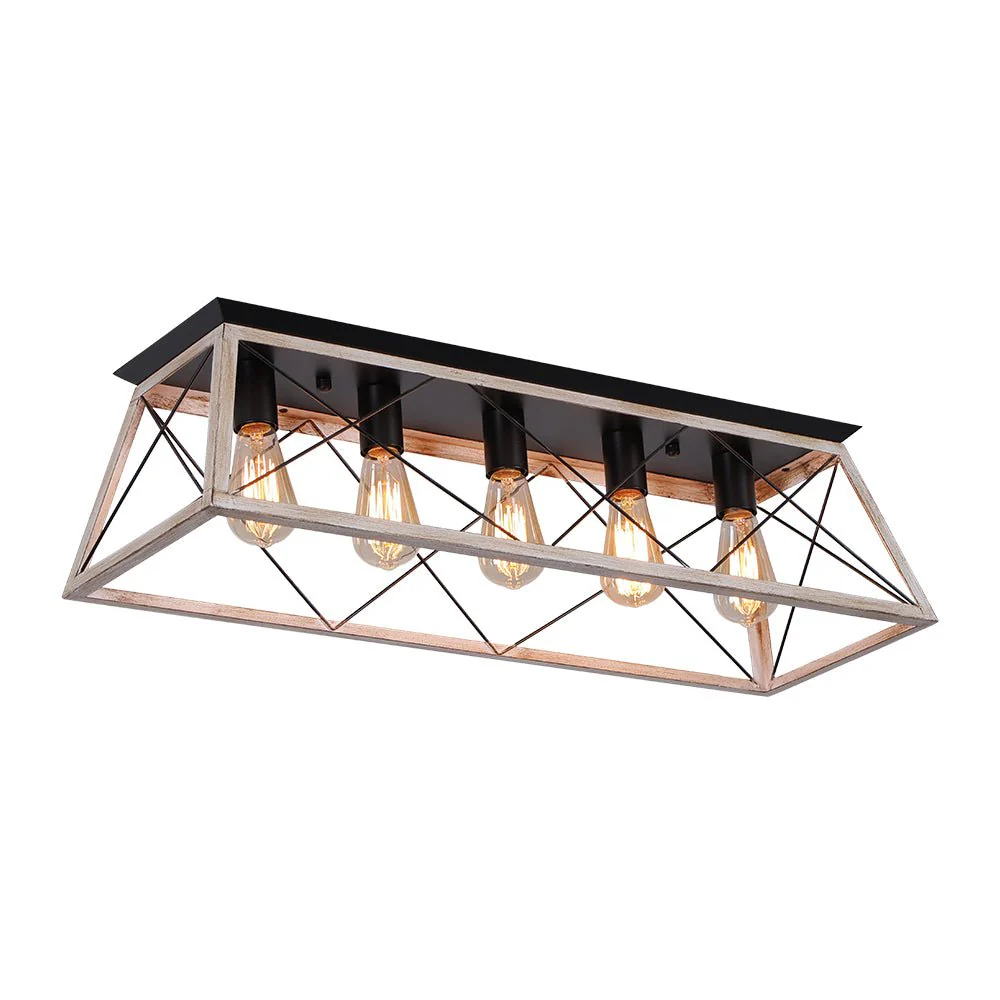 5-Light Farmhouse Rectangular Cage Semi Flush Mount - Image 10