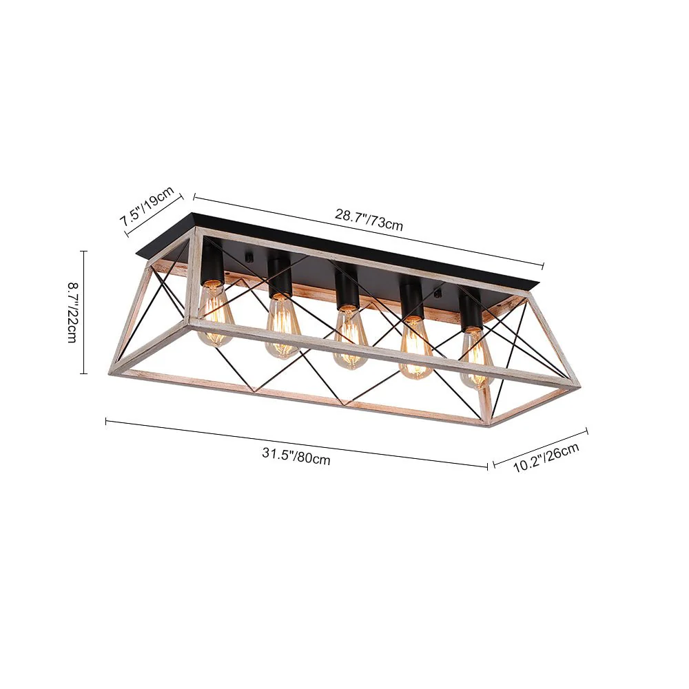 5-Light Farmhouse Rectangular Cage Semi Flush Mount - Image 14