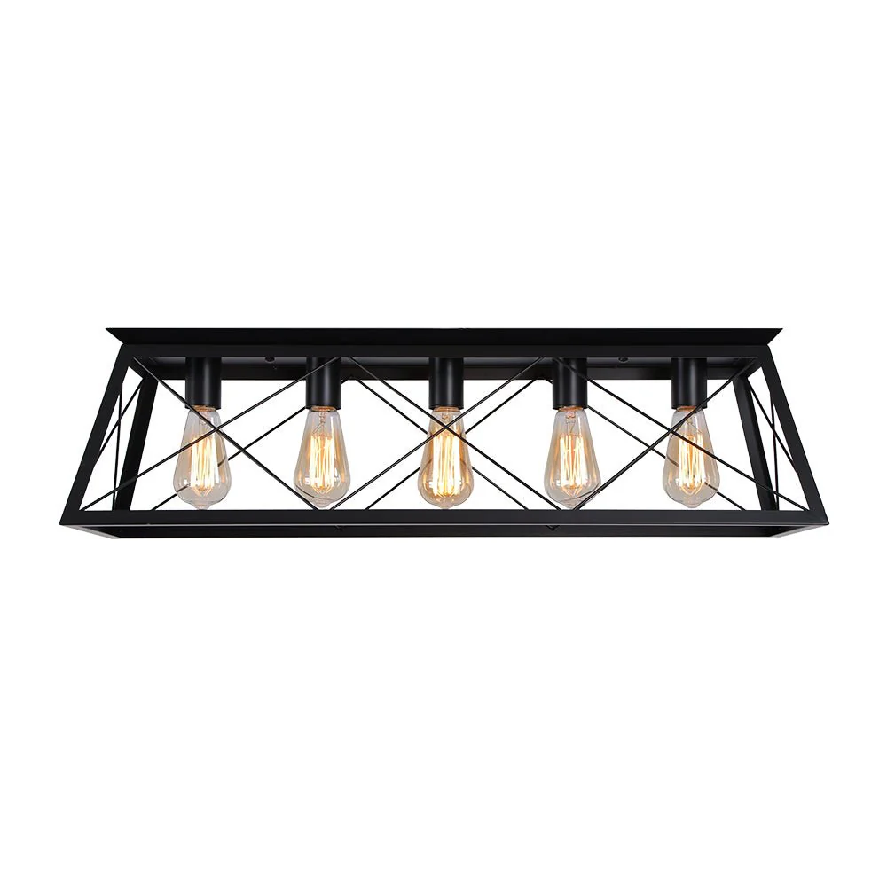 5-Light Farmhouse Rectangular Cage Semi Flush Mount - Image 17