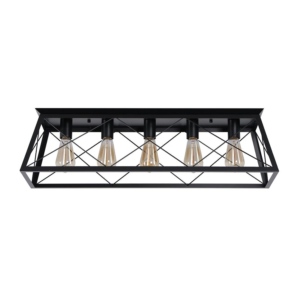 5-Light Farmhouse Rectangular Cage Semi Flush Mount - Image 19
