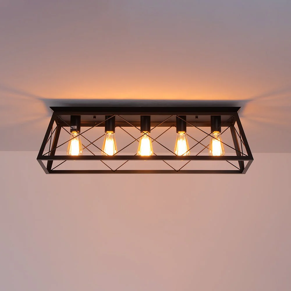 5-Light Farmhouse Rectangular Cage Semi Flush Mount - Image 21