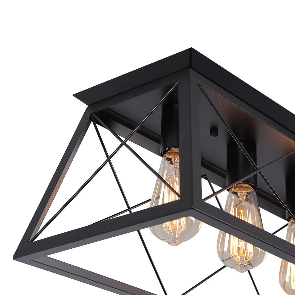 5-Light Farmhouse Rectangular Cage Semi Flush Mount - Image 24
