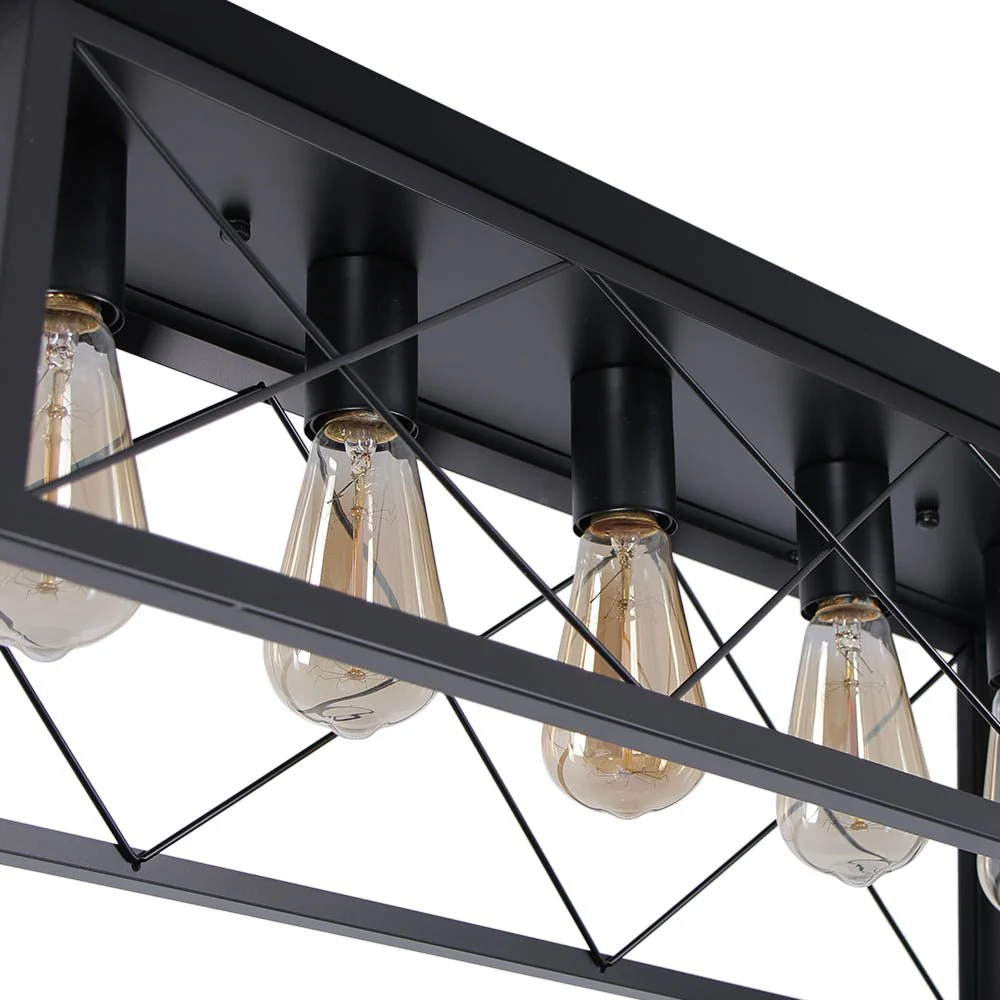 5-Light Farmhouse Rectangular Cage Semi Flush Mount - Image 25