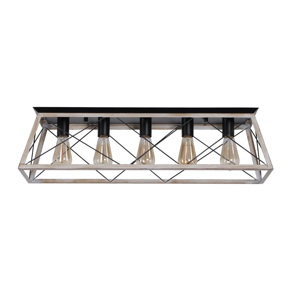 5-Light Farmhouse Rectangular Cage Semi Flush Mount - Image 7