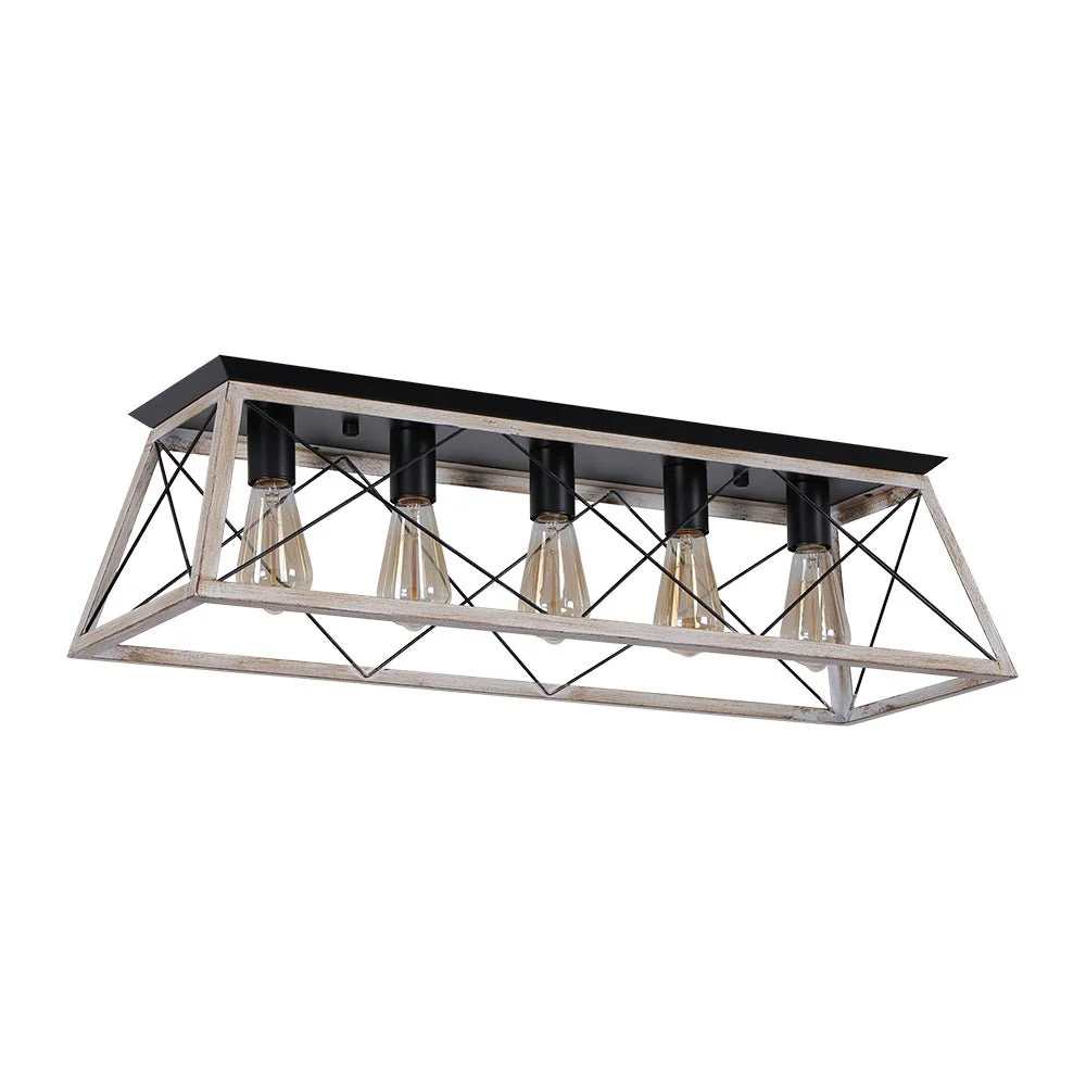 5-Light Farmhouse Rectangular Cage Semi Flush Mount - Image 9