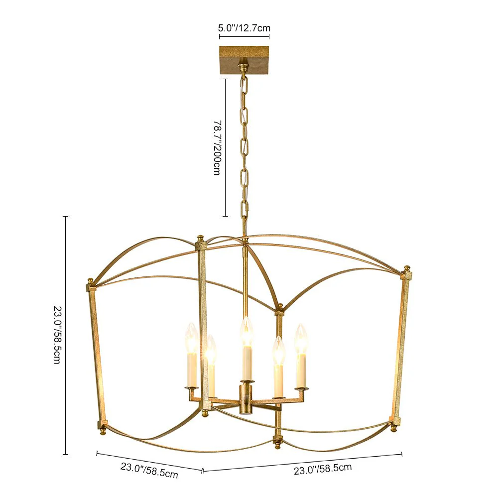 5-light French Antique Candle Style Lantern Pendant Chandelier - Image 11
