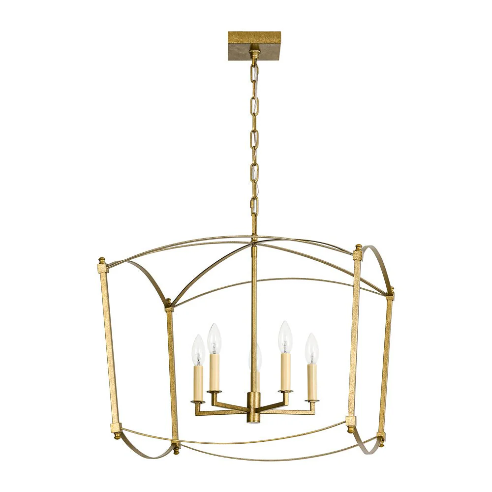 5-light French Antique Candle Style Lantern Pendant Chandelier - Image 4