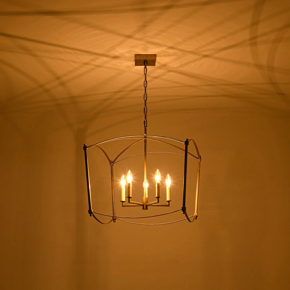 5-light French Antique Candle Style Lantern Pendant Chandelier - Image 8