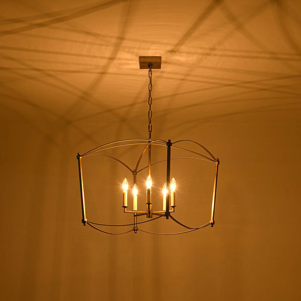 5-light French Antique Candle Style Lantern Pendant Chandelier - Image 9