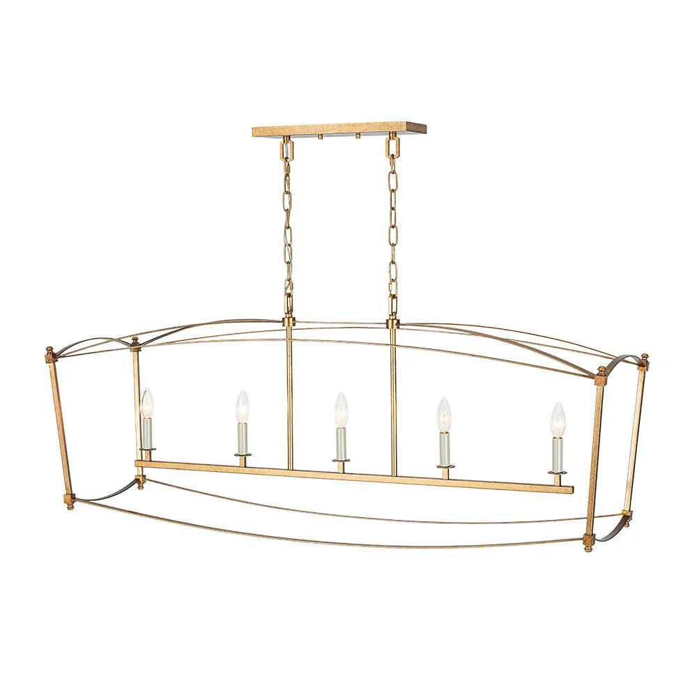 5-light French Antique Candle Wide Lantern Island Chandelier - Image 10