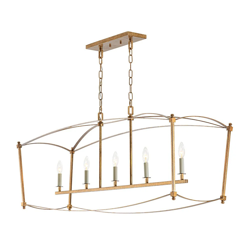 5-light French Antique Candle Wide Lantern Island Chandelier - Image 11