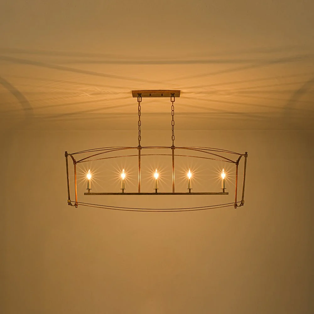 5-light French Antique Candle Wide Lantern Island Chandelier - Image 5