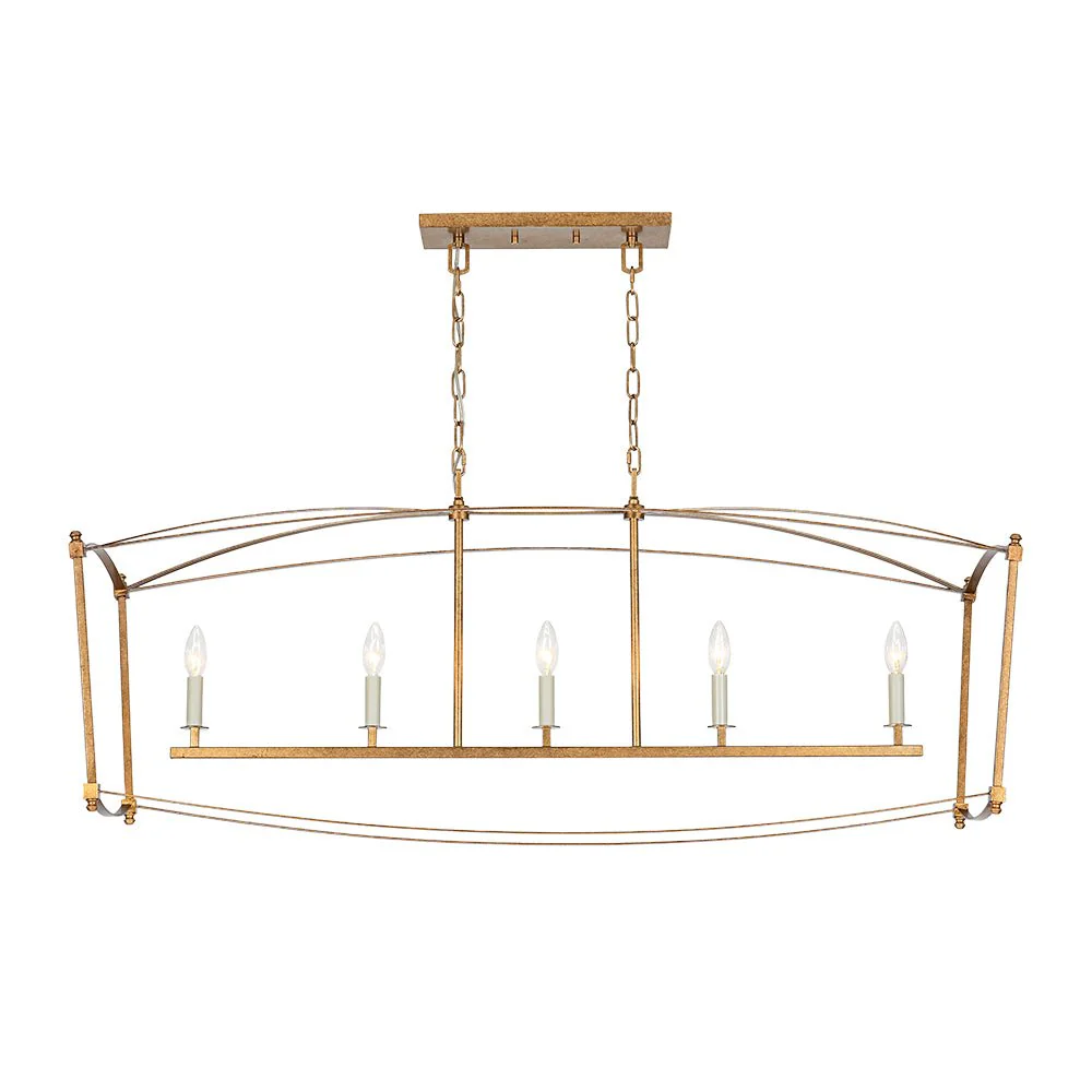 5-light French Antique Candle Wide Lantern Island Chandelier - Image 6