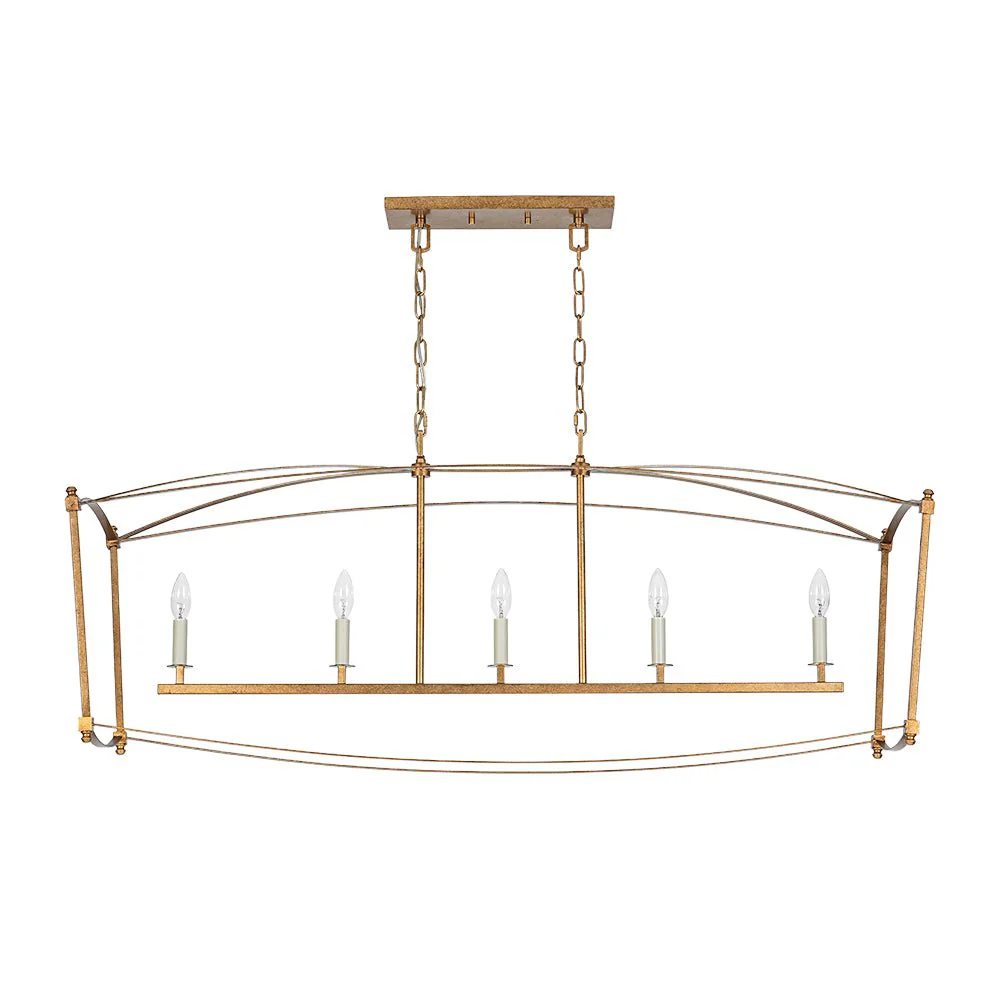 5-light French Antique Candle Wide Lantern Island Chandelier - Image 7